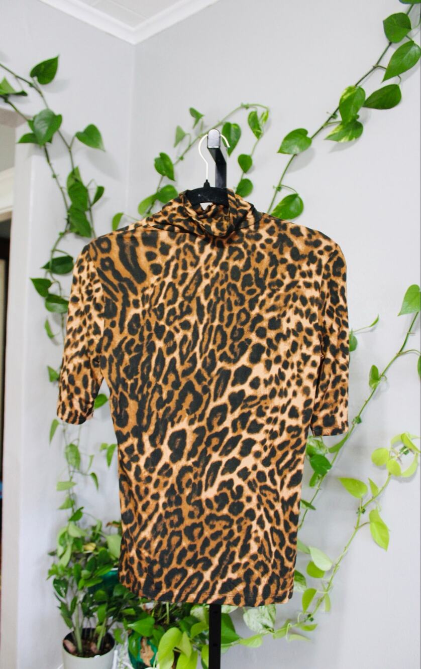 Lauren Ralph Lauren Leopard Print Mock Neck Top NWT | Size M | MSRP $159